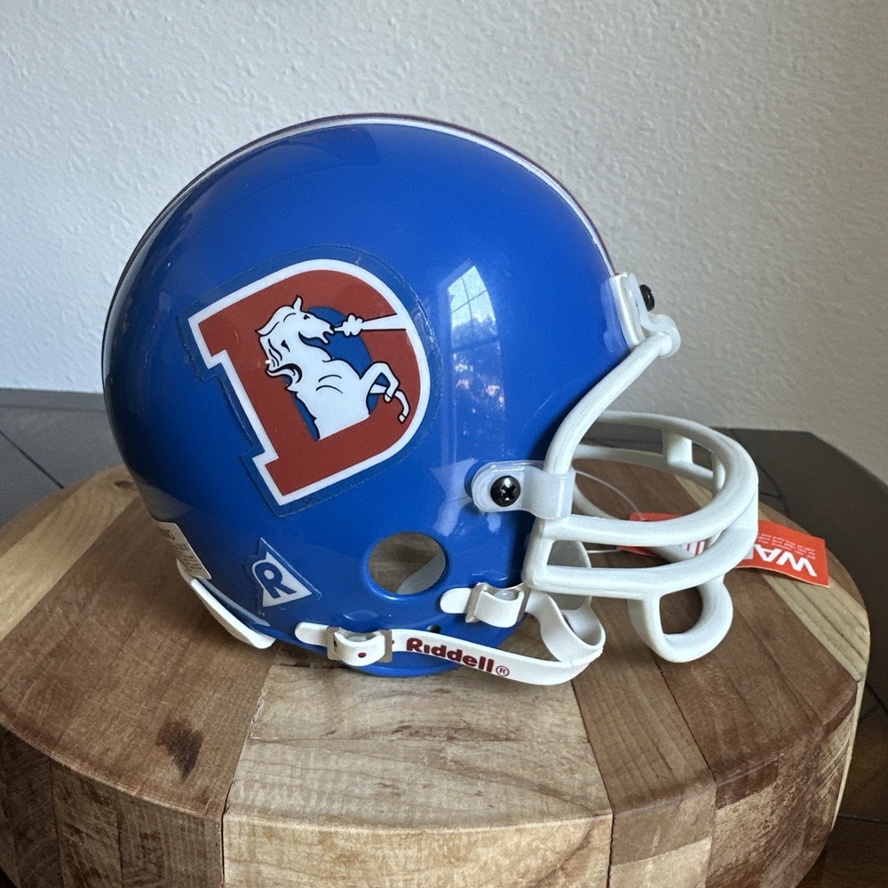 Vintage Riddell Denver Broncos Mini Football Helmet 3 5/8" RWB D Horse Logo